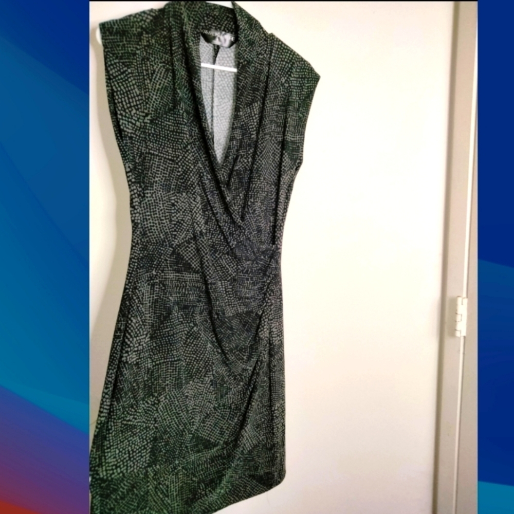 Kamali Kulture (Size S) Black & Gray Animal Print Side Cinch Dress